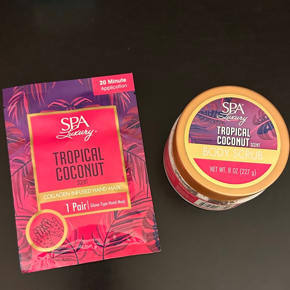Spa Luxury Tropical Coconut Body Scrub & Hand Mask Duo Bundle Set
